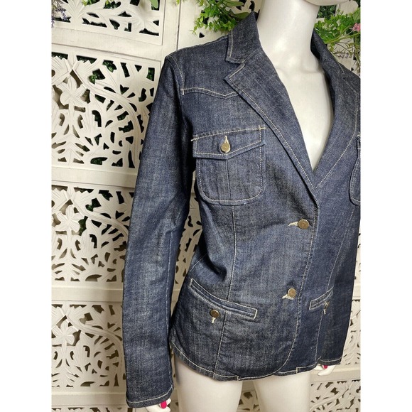 Eddie Bauer Women’s Blue Denim 4 Pockets Jacket Size Large EUC - Picture 5 of 11